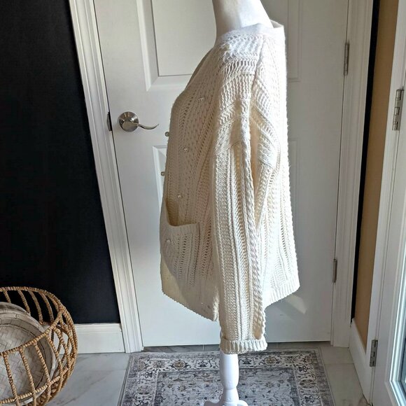 NWOT! CHUNKY OVERSIZED PEARL EMBELLISHED SWEATER - Picture 3 of 8